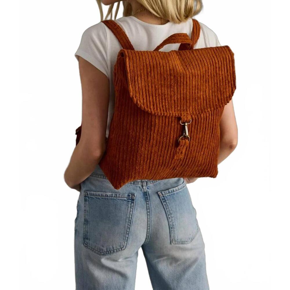 NEW PANACHE women's corduroy backpack in rust